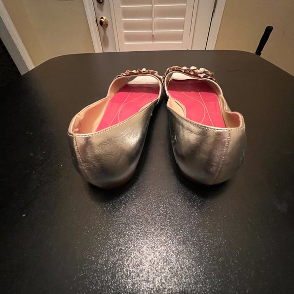 Kate Spade size 8 1/2 leather silver open toe shoes - Picture 13 of 13